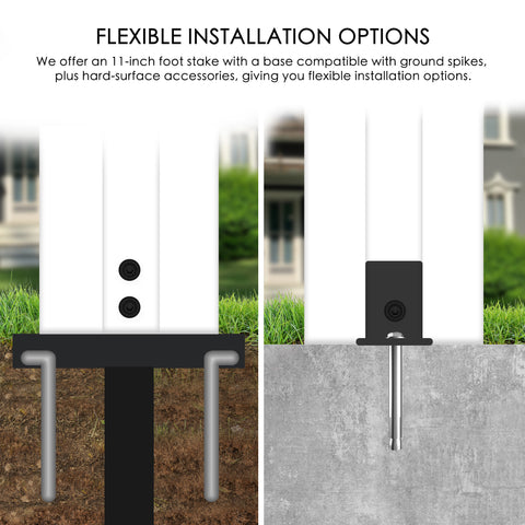 Kozyard Outdoor Privacy Fence Enclosure - Flexible Installation Options: 11-Inch Foot Stake Compatible with Ground Spikes & Hard-Surface Accessories, Durable Wood-Plastic Composite (WPC) for Outdoor Use
