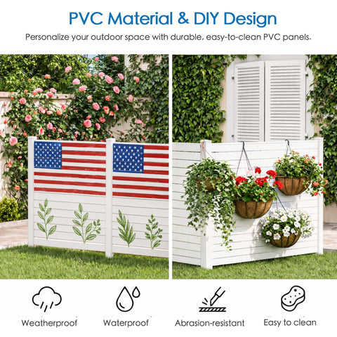 Kozyard DIY Outdoor Privacy Screen – Durable PVC panels, weatherproof, waterproof, abrasion-resistant, easy to clean, customizable for patio decor with hanging planter hooks

