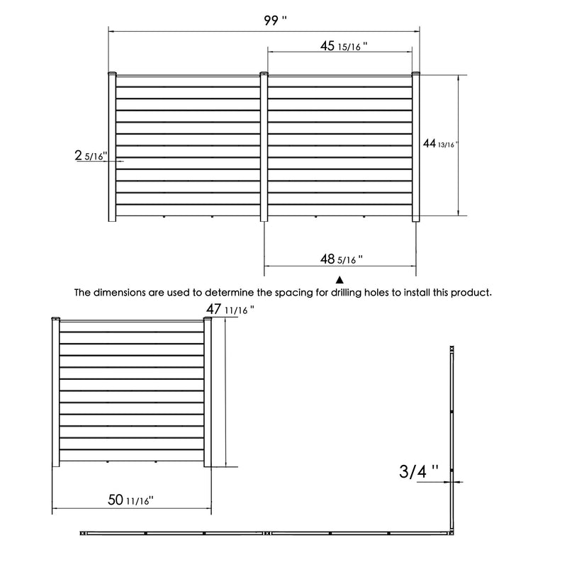 Kozyard 50"W x 47"H Outdoor Privacy Screens - Air Conditioner Fence Panels, Pool Equipment Enclosure, Trash Can Screens Fence Kit for Outside Backyard Patio