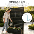 Kozyard Outdoor Fence Planter with Detachable Hooks: DIY Hook Placement Along Slats, Built-In Planter Box, Vertical Garden Style – Crafted from Durable Wood-Plastic Panels & Aluminum Posts for Yards.
