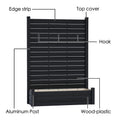 Kozyard VS Other Brand Garden Privacy Screen Planter comparison infographic. This chart highlights key advantages: Kozyard's 57 lbs heavy-duty construction vs competitors' 30 lbs, superior mortise and tenon joint assembly with no drilling, durable aluminum frame pipes with plastic wood composite (WPC) panels, and included expansion screws for stable, secure concrete anchoring. Choose a sturdy, long-lasting outdoor privacy fence planter.