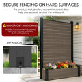 Space-saving garden integration with the Kozyard all-in-one privacy screen and raised planter box. This composite WPC fence features an integrated watering design where a woman is watering hydrangeas. No extra pots are needed. The vertical screen includes hanging hooks for herbs, small plants, or decorative items. Perfect for compact patios, balconies, or outdoor room dividers, combining aesthetics and utility.