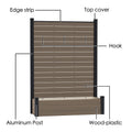 Kozyard VS Other Brand Garden Privacy Screen Planter comparison infographic. This chart highlights key advantages: Kozyard's 57 lbs heavy-duty construction vs competitors' 30 lbs, superior mortise and tenon joint assembly with no drilling, durable aluminum frame pipes with plastic wood composite (WPC) panels, and included expansion screws for stable, secure concrete anchoring. Choose a sturdy, long-lasting outdoor privacy fence planter.