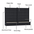 Kozyard Outdoor Fence Planter Components: Edge Strip, Top Cover, Detachable Hooks, Waterproof Grow Bag, Aluminum Posts & Wood-Plastic Panels – Easy-Assemble Vertical Garden Privacy Planter.
