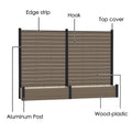Kozyard VS Other Brand Garden Privacy Screen Planter comparison infographic. This chart highlights key advantages: Kozyard's 57 lbs heavy-duty construction vs competitors' 30 lbs, superior mortise and tenon joint assembly with no drilling, durable aluminum frame pipes with plastic wood composite (WPC) panels, and included expansion screws for stable, secure concrete anchoring. Choose a sturdy, long-lasting outdoor privacy fence planter.