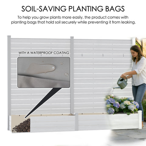 Kozyard Outdoor Vertical Garden Fence Planter: Soil-Saving Waterproof Planting Bags (Prevents Leakage) + Built-In Planter Box, Made of Durable Wood-Plastic Panels & Aluminum Posts – Perfect for Patio Planting.
