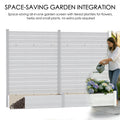 Anatomical diagram labeling the parts of the Kozyard WPC Privacy Screen with Planter. This black composite fence unit is built with strong, durable aluminum posts, reinforced with edge strips and top covers for a finished look. Features include integrated hanging hooks for decorations or plants, and high-quality wood-plastic composite panels for long-lasting, weather-resistant outdoor use. Ideal for DIY patio screening projects.