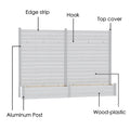 Kozyard VS Other Brand Garden Privacy Screen Planter comparison infographic. This chart highlights key advantages: Kozyard's 57 lbs heavy-duty construction vs competitors' 30 lbs, superior mortise and tenon joint assembly with no drilling, durable aluminum frame pipes with plastic wood composite (WPC) panels, and included expansion screws for stable, secure concrete anchoring. Choose a sturdy, long-lasting outdoor privacy fence planter.