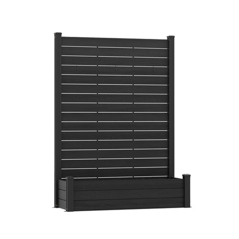 Kozyard Privacy Screen with Planter, 70" H x 51" W Outdoor Garden Screen, Aluminum Frame with WPC Boards, Dual Bottom Support Panels, Weed Barrier Cloth, Privacy Divider for Balcony, Backyard