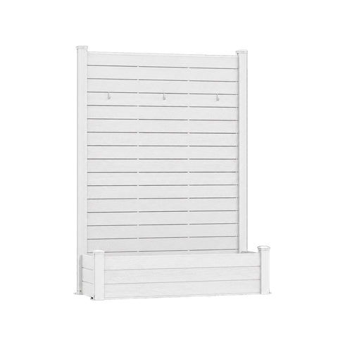 Kozyard Privacy Screen with Planter, 70" H x 51" W Outdoor Garden Screen, Aluminum Frame with WPC Boards, Dual Bottom Support Panels, Weed Barrier Cloth, Privacy Divider for Balcony, Backyard
