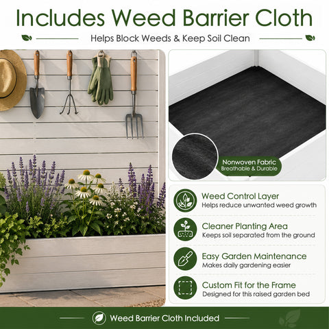 Kozyard Privacy Screen with Planter, 70" H x 51" W Outdoor Garden Screen, Aluminum Frame with WPC Boards, Dual Bottom Support Panels, Weed Barrier Cloth, Privacy Divider for Balcony, Backyard