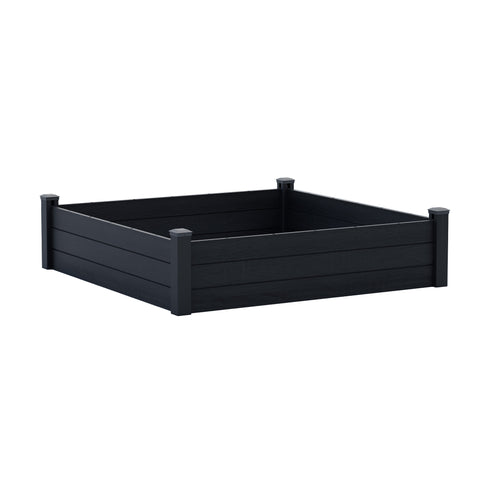 Kozyard Raised Garden Bed Kit, Outdoor WPC Planter Box with Aluminum Post Frame, Raised Vegetable Garden Box with Open Bottom Drainage Design, Weed Barrier Cloth for Flowers, Herbs