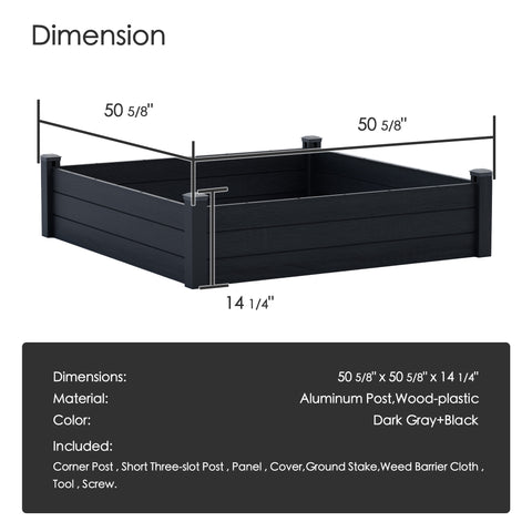 Kozyard Raised Garden Bed Kit, Outdoor WPC Planter Box with Aluminum Post Frame, Raised Vegetable Garden Box with Open Bottom Drainage Design, Weed Barrier Cloth for Flowers, Herbs