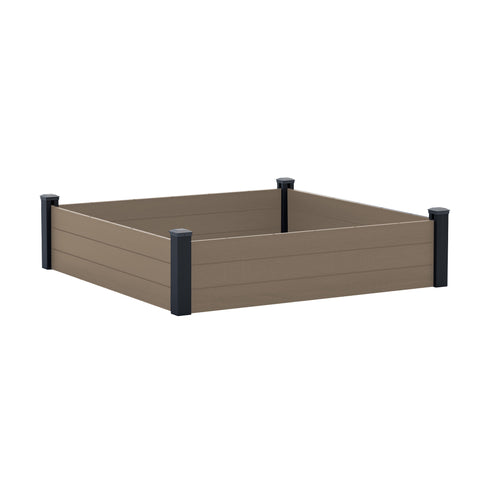 Kozyard Raised Garden Bed Kit, Outdoor WPC Planter Box with Aluminum Post Frame, Raised Vegetable Garden Box with Open Bottom Drainage Design, Weed Barrier Cloth for Flowers, Herbs
