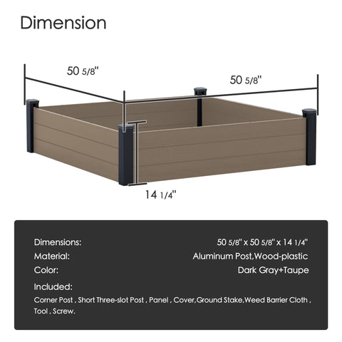 Kozyard Raised Garden Bed Kit, Outdoor WPC Planter Box with Aluminum Post Frame, Raised Vegetable Garden Box with Open Bottom Drainage Design, Weed Barrier Cloth for Flowers, Herbs