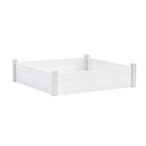 Kozyard Raised Garden Bed Kit, Outdoor WPC Planter Box with Aluminum Post Frame, Raised Vegetable Garden Box with Open Bottom Drainage Design, Weed Barrier Cloth for Flowers, Herbs