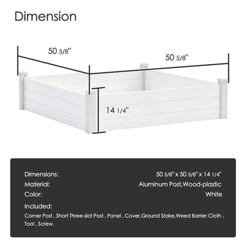 Kozyard Raised Garden Bed Kit, Outdoor WPC Planter Box with Aluminum Post Frame, Raised Vegetable Garden Box with Open Bottom Drainage Design, Weed Barrier Cloth for Flowers, Herbs