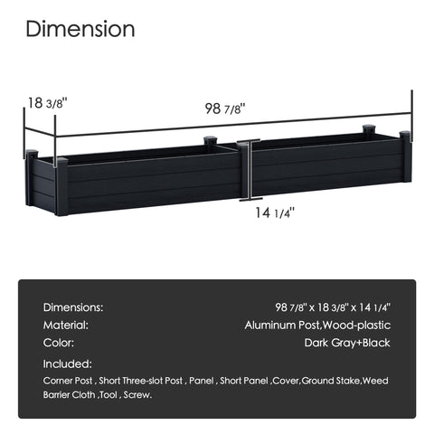 Kozyard Raised Garden Bed Kit, Outdoor WPC Planter Box with Aluminum Post Frame, Raised Vegetable Garden Box with Open Bottom Drainage Design, Weed Barrier Cloth for Flowers, Herbs