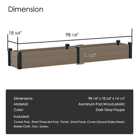 Kozyard Raised Garden Bed Kit, Outdoor WPC Planter Box with Aluminum Post Frame, Raised Vegetable Garden Box with Open Bottom Drainage Design, Weed Barrier Cloth for Flowers, Herbs