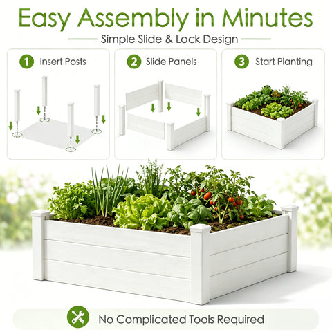 Kozyard Raised Garden Bed Kit, Outdoor WPC Planter Box with Aluminum Post Frame, Raised Vegetable Garden Box with Open Bottom Drainage Design, Weed Barrier Cloth for Flowers, Herbs