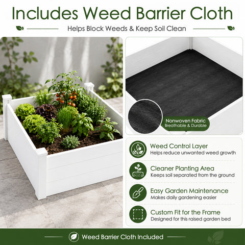Kozyard Raised Garden Bed Kit, Outdoor WPC Planter Box with Aluminum Post Frame, Raised Vegetable Garden Box with Open Bottom Drainage Design, Weed Barrier Cloth for Flowers, Herbs
