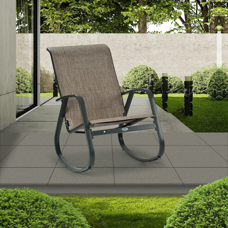Kozyard Outdoor Contemporary Patio Rocking Sling Chair with Powder Coated Aluminum Frame and Weather Resistant and Breathable Mesh Fabric, Perfect for Patio, Porch, Yard, Garden