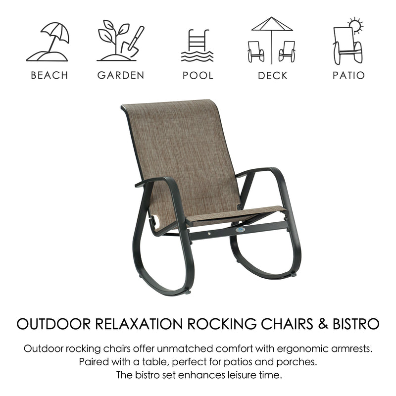 Kozyard Outdoor Contemporary Patio Rocking Sling Chair with Powder Coated Aluminum Frame and Weather Resistant and Breathable Mesh Fabric, Perfect for Patio, Porch, Yard, Garden