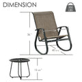 Kozyard outdoor rocking chair shown in a stylish garden patio setting with white aluminum frame, beige Textilene fabric and modern curved rocker base. This weather-resistant patio rocking chair is ideal for porch, backyard, balcony, deck, garden and poolside relaxation, offering breathable seating, lightweight construction and comfortable outdoor lounge furniture style.