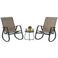 Kozyard outdoor rocking chair for poolside, yard, patio and balcony use, featuring a modern white aluminum frame and gray breathable Textilene seat. This versatile weather-resistant patio rocker provides lightweight durability, comfortable high-back support and smooth rocking motion, making it ideal outdoor seating for backyard, porch, deck, garden and small balcony spaces.