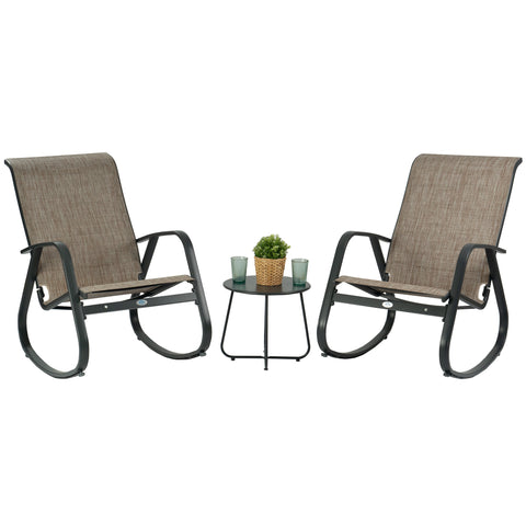 Kozyard outdoor rocking chair for poolside, yard, patio and balcony use, featuring a modern white aluminum frame and gray breathable Textilene seat. This versatile weather-resistant patio rocker provides lightweight durability, comfortable high-back support and smooth rocking motion, making it ideal outdoor seating for backyard, porch, deck, garden and small balcony spaces.