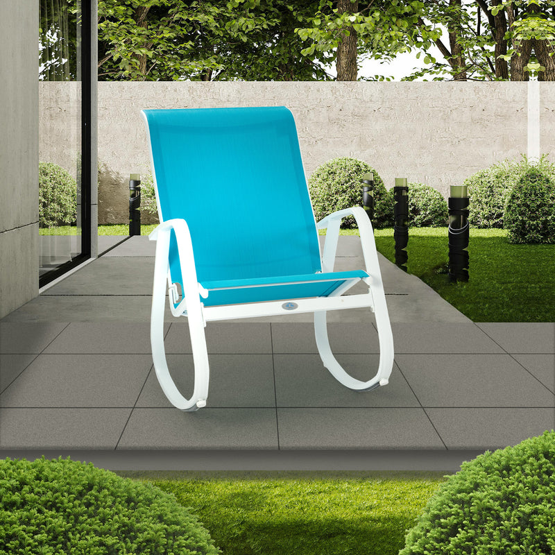 Kozyard Outdoor Contemporary Patio Rocking Sling Chair with Powder Coated Aluminum Frame and Weather Resistant and Breathable Mesh Fabric, Perfect for Patio, Porch, Yard, Garden