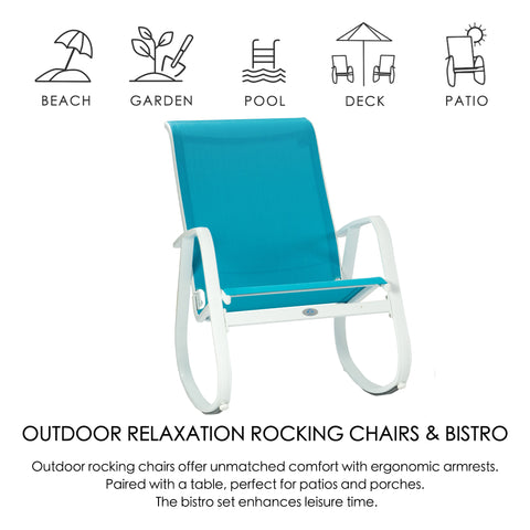Kozyard Patio Rocking Chair Set Powder Coated Aluminum Frame  Patio Rocking Sling Chair with Breathable Textilene