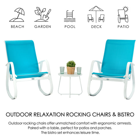 Kozyard Patio Rocking Chair Set Powder Coated Aluminum Frame  Patio Rocking Sling Chair with Breathable Textilene