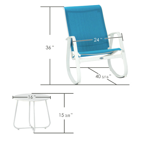 Kozyard Patio Rocking Chair Set Powder Coated Aluminum Frame  Patio Rocking Sling Chair with Breathable Textilene