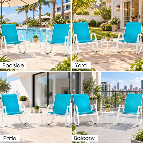 Kozyard Outdoor Rocking Chair, Patio Sling Rocker, Powder-Coated Aluminum Frame, Breathable Textilene Fabric, Ergonomic & Weather-Resistant for Porch, Garden, Balcony, Poolside