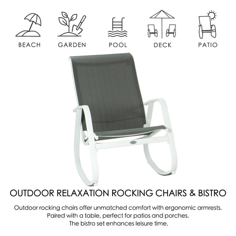 Kozyard Patio Rocking Chair Set Powder Coated Aluminum Frame  Patio Rocking Sling Chair with Breathable Textilene