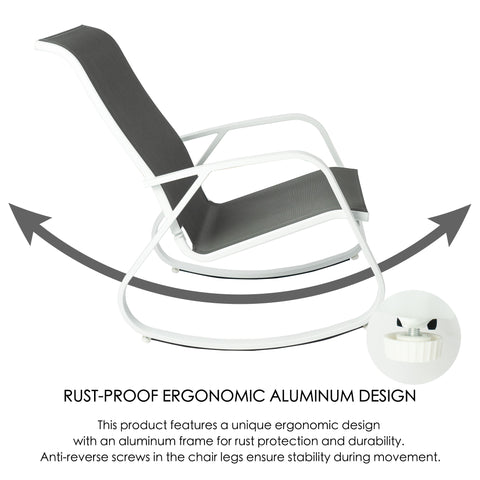 Kozyard Patio Rocking Chair Set Powder Coated Aluminum Frame  Patio Rocking Sling Chair with Breathable Textilene