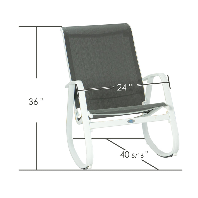Kozyard Outdoor Contemporary Patio Rocking Sling Chair with Powder Coated Aluminum Frame and Weather Resistant and Breathable Mesh Fabric, Perfect for Patio, Porch, Yard, Garden