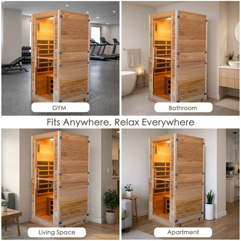 Kozyard Compact Infrared Sauna – Fits gym, bathroom, living room & apartment, solid wood build, versatile indoor dry heat therapy
