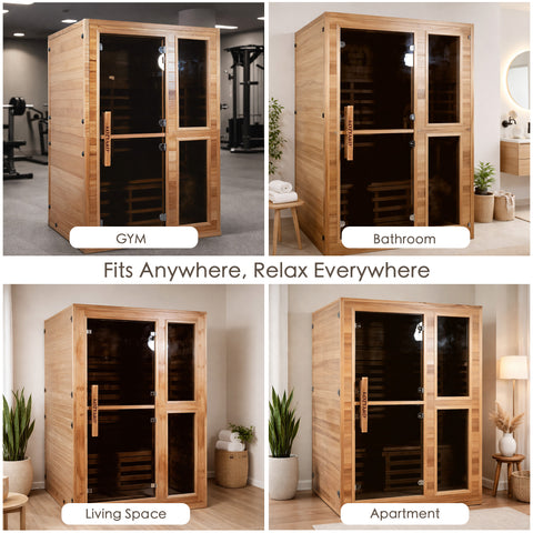 Kozyard Compact Infrared Sauna – Fits gym, bathroom, living room & apartment, solid wood build, versatile indoor dry heat therapy
