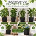 Kozyard large square planter is designed for medium to large plants including Monstera, fiddle leaf fig, snake plant, bird of paradise, hydrangeas and other houseplants. This modern indoor outdoor plant pot with matching saucer offers versatile placement in living rooms, offices, entryways, patios, porches, balconies and gardens, combining functional planting space with contemporary home decor.