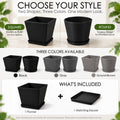 Kozyard modern indoor outdoor planters offer square and round shapes with a contemporary textured design for houseplants, flowers and greenery. Each planter includes one matching saucer to help create a clean, coordinated planting setup. These versatile large plant pots are ideal for living room, office, entryway, patio, porch, balcony, garden and modern home decor.
