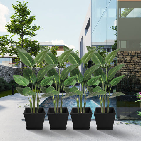 Kozyard 2Packs Round Planter Indoor Outdoor Plant Pots with Tray Collecting Water for Porch, Patio, Backyard Planters Modern Décor for Tall Plants, Flowers