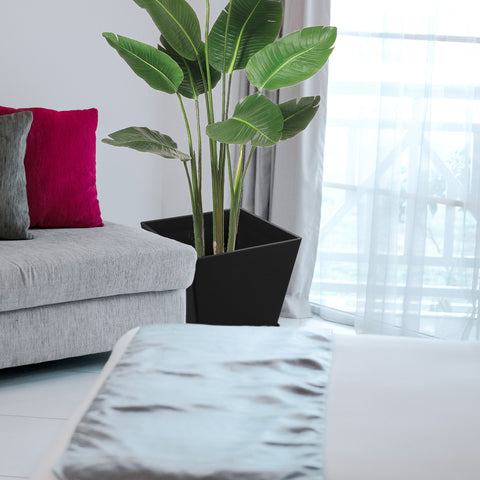 Kozyard 2Packs Round Planter Indoor Outdoor Plant Pots with Tray Collecting Water for Porch, Patio, Backyard Planters Modern Décor for Tall Plants, Flowers