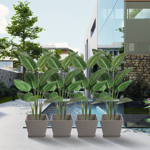 Kozyard 2Packs Round Planter Indoor Outdoor Plant Pots with Tray Collecting Water for Porch, Patio, Backyard Planters Modern Décor for Tall Plants, Flowers