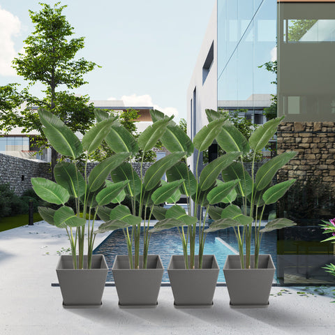 Kozyard 2Packs Round Planter Indoor Outdoor Plant Pots with Tray Collecting Water for Porch, Patio, Backyard Planters Modern Décor for Tall Plants, Flowers