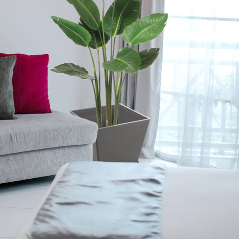 Kozyard 2Packs Round Planter Indoor Outdoor Plant Pots with Tray Collecting Water for Porch, Patio, Backyard Planters Modern Décor for Tall Plants, Flowers