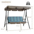 kozyard patio swing chair dimensions, 60 1/8" height 67" width 500 lbs weight capacity, detailed size specs for outdoor porch swing with canopy and cushion

