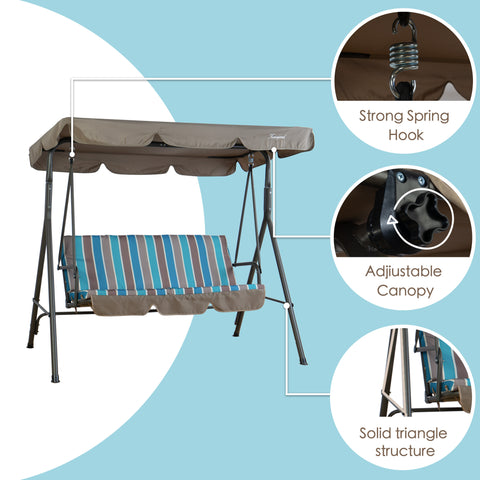 kozyard outdoor swing chair structure, strong spring hook, adjustable canopy, solid triangle frame, durable components for patio porch swing with cushion
