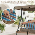 kozyard patio swing chair removable cushion, skin-friendly oxford fabric with thick foam padding, curved comfort armrests for outdoor porch swing
